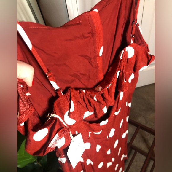 NWT Women’s Red Polka Dot Mini Dress SZ. L - Picture 6 of 15